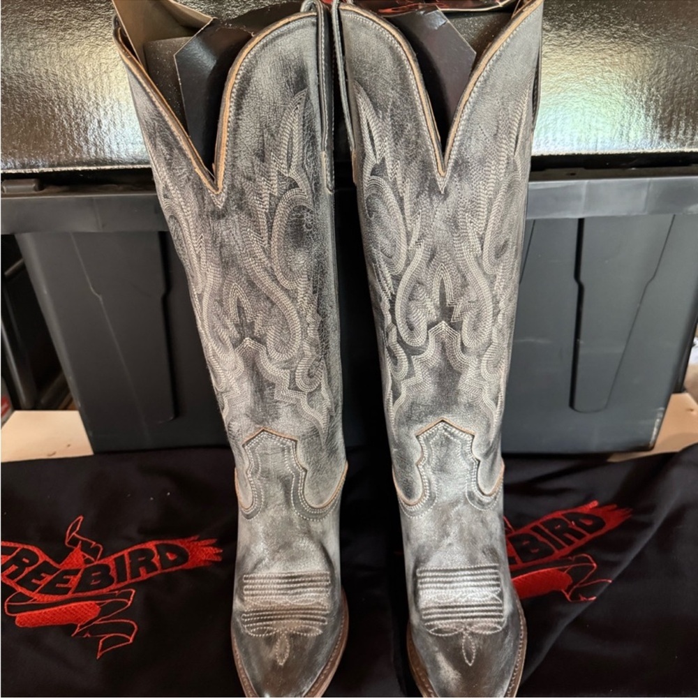Freebird Charcoal Embroidered Boots